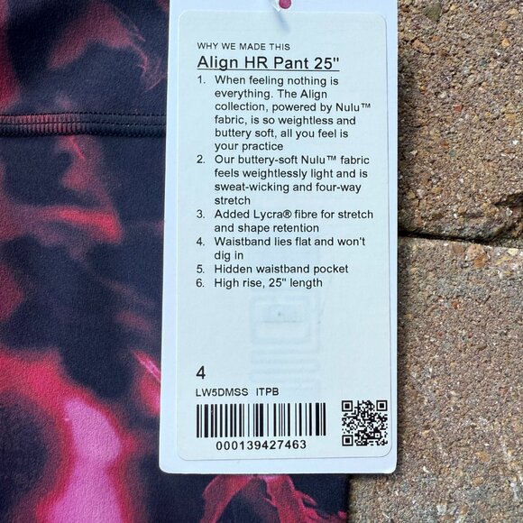 NWT Lululemon Align High-Rise 25” Leggings Intensity Pink Blossom Multi Size 4 - Picture 6 of 7